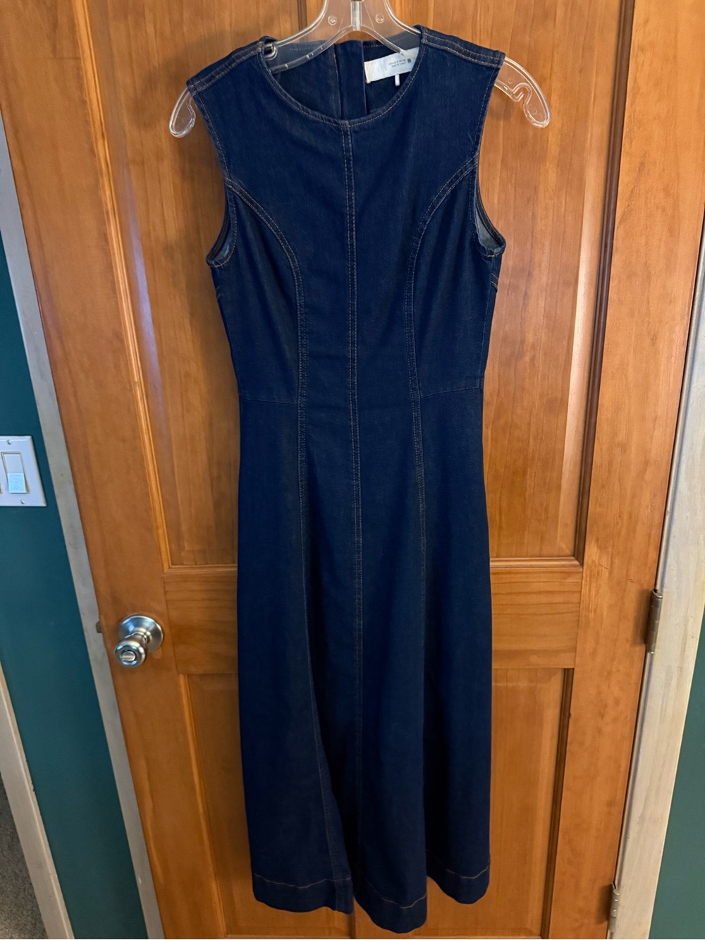ZARA Dark Denim Sleeveless Midi Dress Sz Small